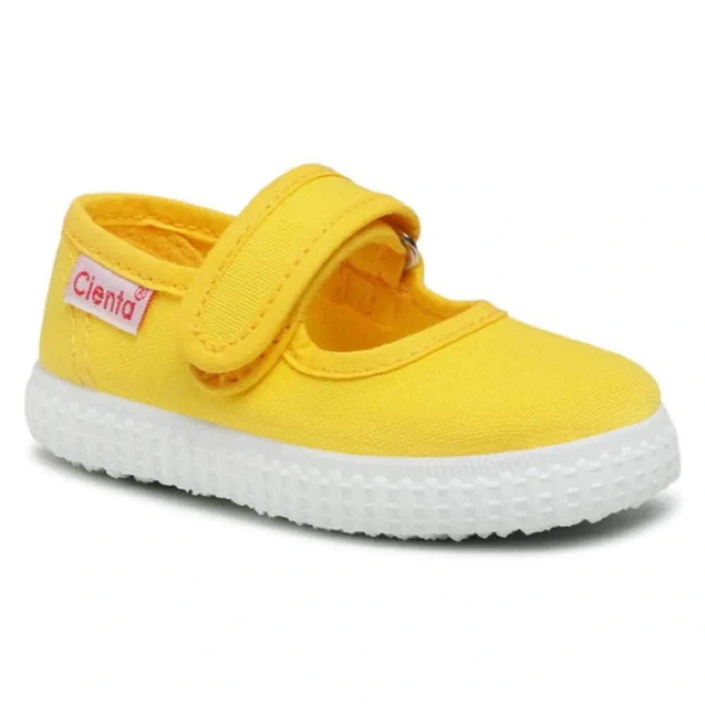 Cienta Canvas Yellow and White Mary Jane Shoe - Picture 4 of 10
